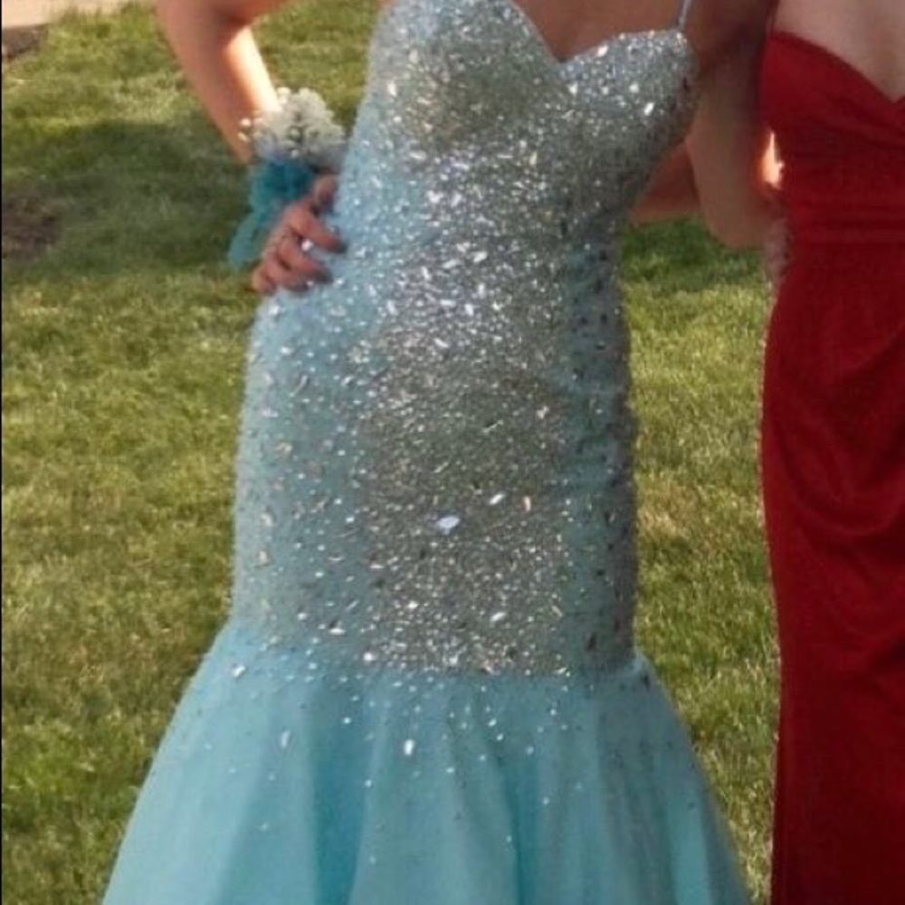 Terani Couture prom dress aqua blue